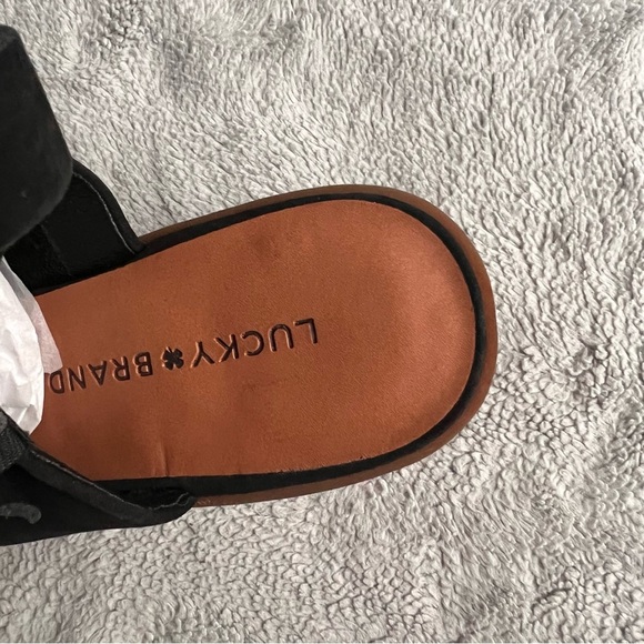 Lucky Brand Farryn Low Heel Slingback Almond Toe Suede Leather Bootie Black - Picture 8 of 11